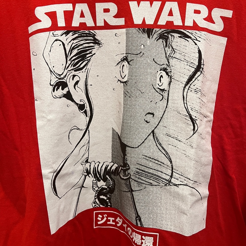 Star Wars Anime Crewneck Red Graphic Short Sleeve T-shirt NWT